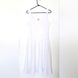 Giocam 100% Cotton, White Sleeveless Scoop Neck Sundress. Size 1XL